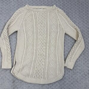 L.L. Bean Fisherman Sweater Tunic Womens Size S Beige Signature Cotton Pullover